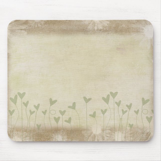 Green Hearts on Brown Mousepad (Vorne)
