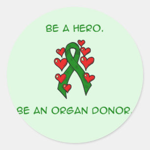 Green Hearts Ribbon Geber Runder Aufkleber