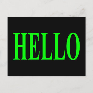 Green Hello Postcard auf schwarzem Hintergrund Postkarte