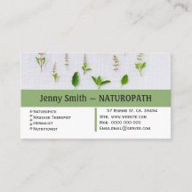Green Herbs Naturopath Carte de visite de nominati