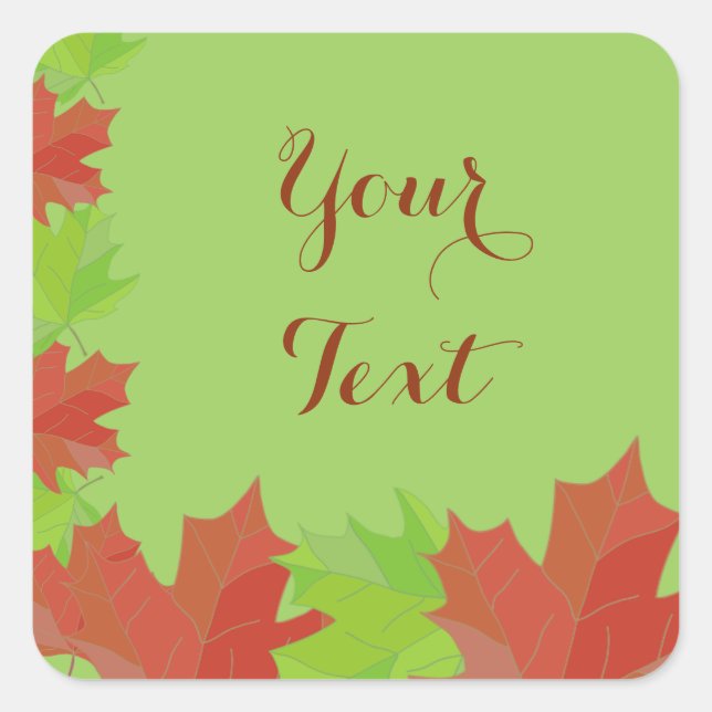 Green Herbstlaubs Craft Quadratischer Aufkleber (Vorderseite)