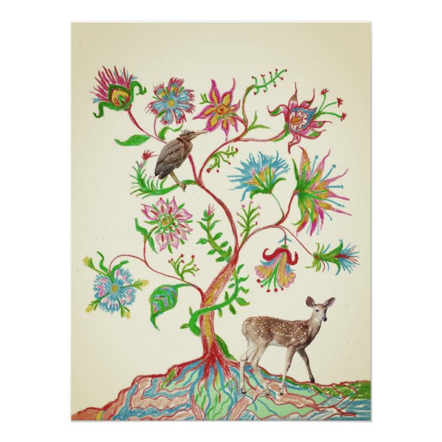 Green Heron and Deer Poster (Vorderseite)