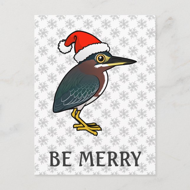 Green Heron Santa Feiertagspostkarte (Vorderseite)