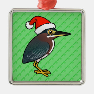 Green Heron Santa Silbernes Ornament