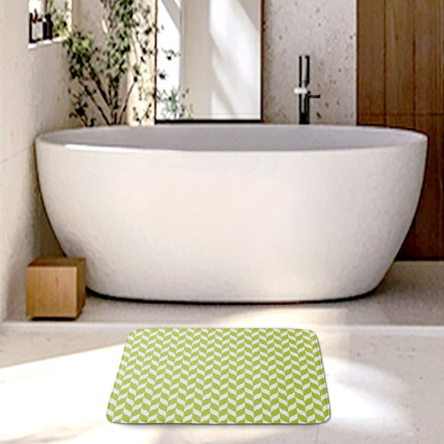 Green Herringbone Pattern Bath Mat Badematte (Von Creator hochgeladen)
