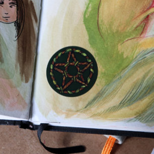 Green Hexe Pagan Pentagramm Nature Wicca Runder Aufkleber