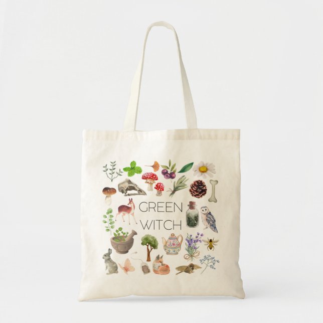 Green Hexe Tote Bag Tragetasche (Vorne)