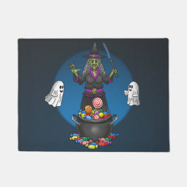 Green Hexe und Geistertrick oder Treat Halloween Fußmatte