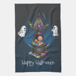 Green Hexe und Ghosts-Halloween-Party Geschirrtuch