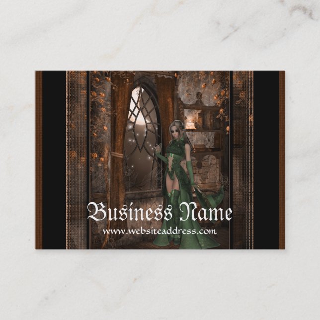 Green Hexe von der Window Fantasy Business Cards Visitenkarte (Vorderseite)