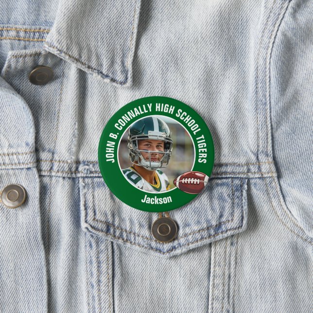 Green High School Football Foto Player Grosses Bra Button (Beispiel)