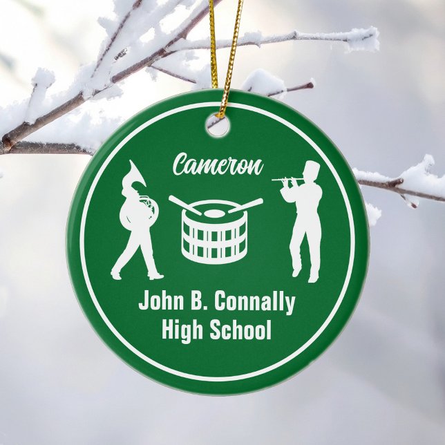 Green High School Marching Band Custom Christmas Keramik Ornament (Von Creator hochgeladen)