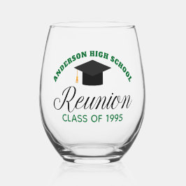 Green High School Wiedersehen Party Custom Alumni Weinglas Ohne Stiel