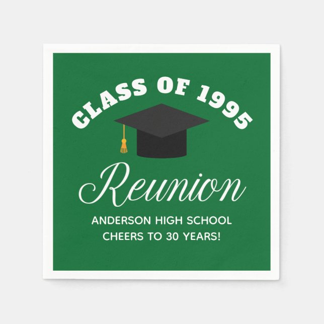 Green High School Wiedersehen Personalisiert Party Serviette (Vorderseite)