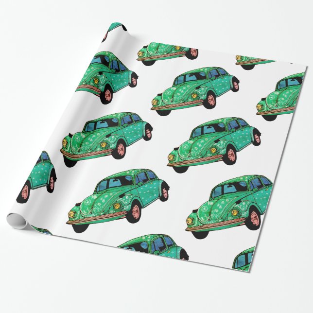 Green Hippie Car Mandala Wrapping Paper Geschenkpapier (Ungerollt)