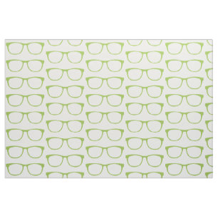 Green Hipster Geek Glasses Fabric Stoff