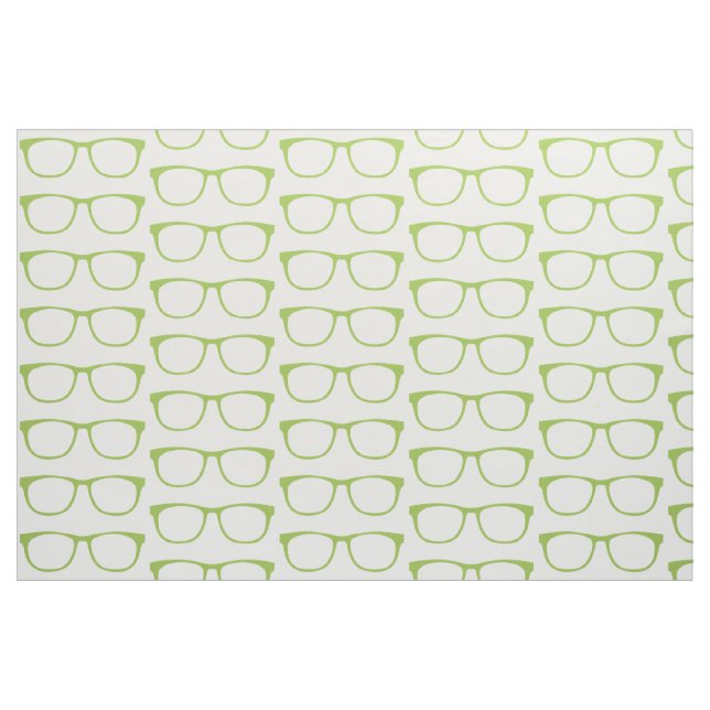 Green Hipster Geek Glasses Fabric Stoff (Fat Quarter (45,7 x 55,9 cm))
