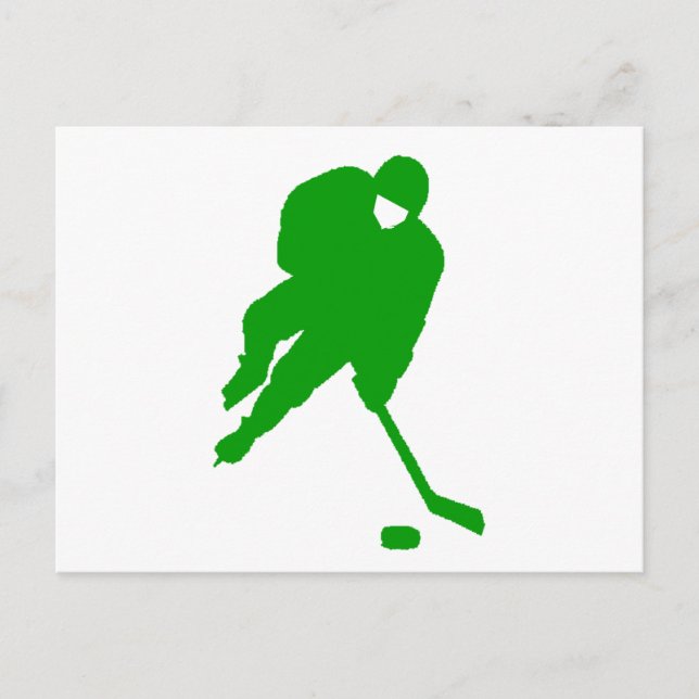 Green Hockey Player Postkarte (Vorderseite)