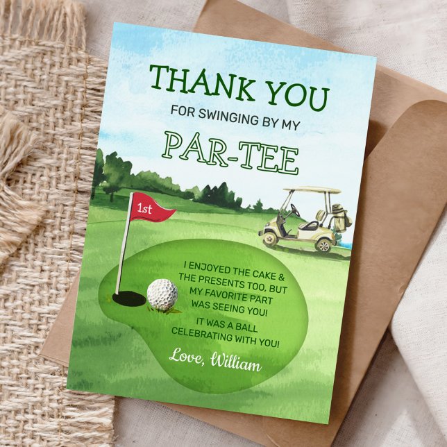 Green Hole-in-One Golf Birthday Par-T Dankeskarte (Von Creator hochgeladen)