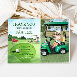 Green Hole-in-One Golf Birthday Par-T-Foto Dankeskarte