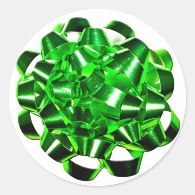 Green Holiday Bow Custom Christmas Card Stickers (Vorderseite)