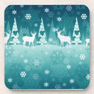 Green Holiday Dessous de verre Forêt avec Cerf et 