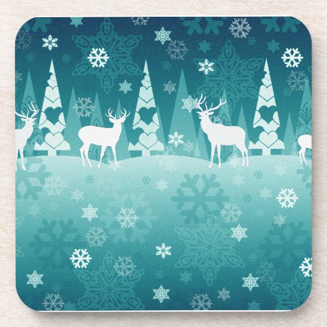 Green Holiday Dessous de verre Forêt avec Cerf et  (Devant)