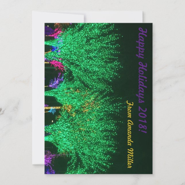 Green Holiday Lit Trees Carte Appartement de vacan (Devant)