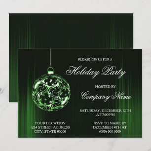 Green Holiday Ornament Ornament Invitation