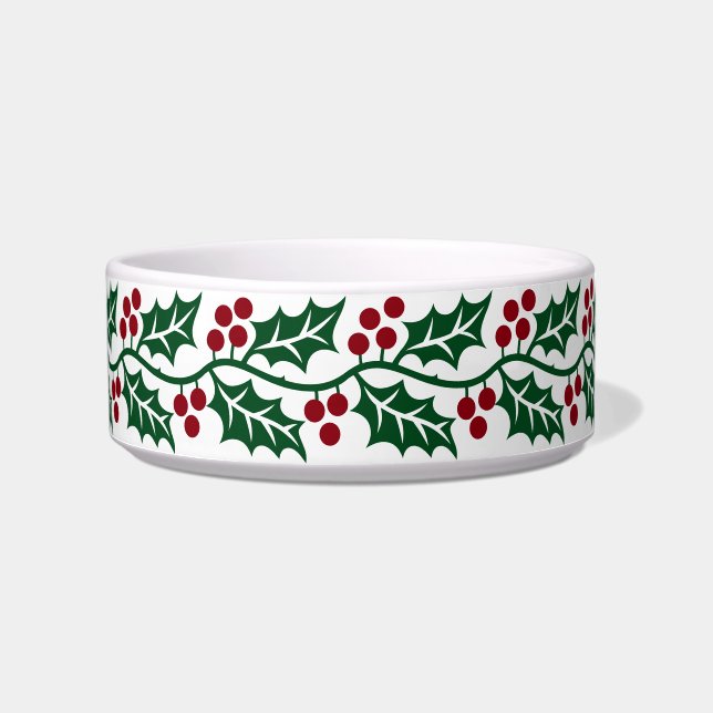 Green Holly and Red Berries Christmas Pattern Napf (Vorderseite)