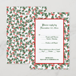 Green Holly Holiday Editable 3,5 x 5" Response Car Einladung