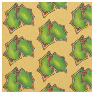 Green Holly Leaf Blätter Sugar Cookie Weihnachten Stoff
