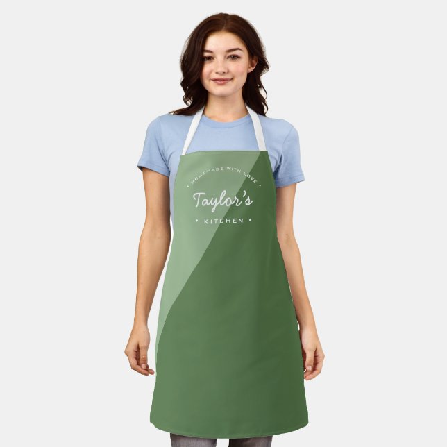Green Homemade mit Liebe Personalisiert Küche Schürze (Getragen)