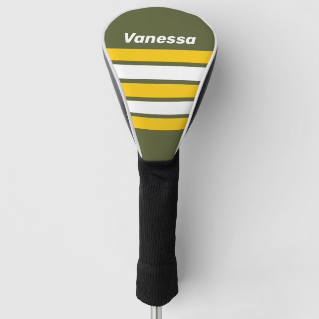 Green Honey Nostalgic Across Striping with Name Golf Headcover (Vorderseite)