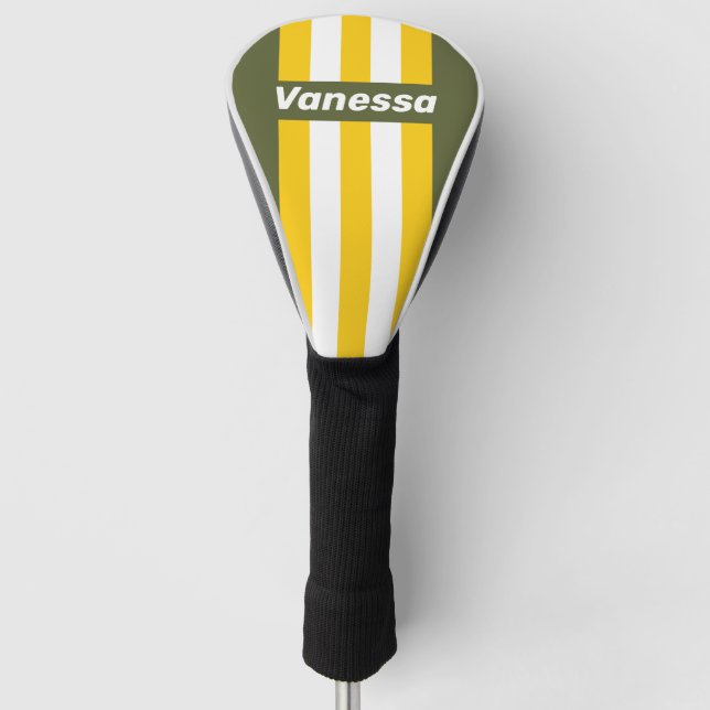 Green Honey Nostalgic Pin Stripes with Name Golf Headcover (Vorderseite)