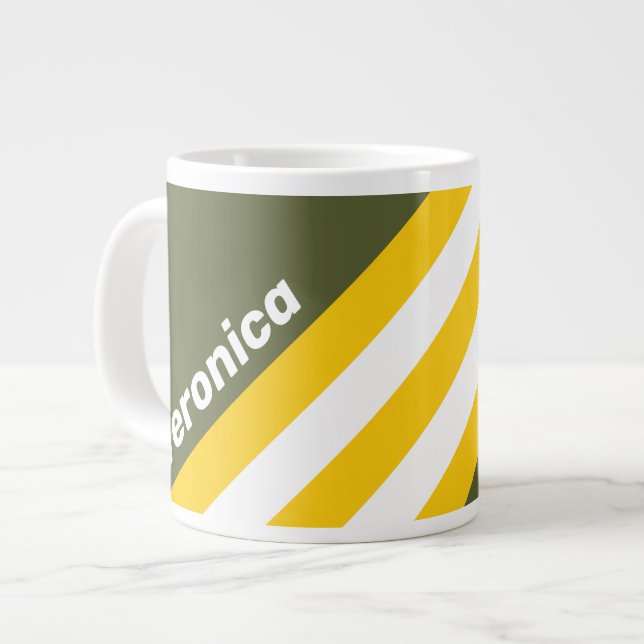 Green Honey Nostalgic Stripes with Name Jumbo-Tasse (Vorderseite Links)