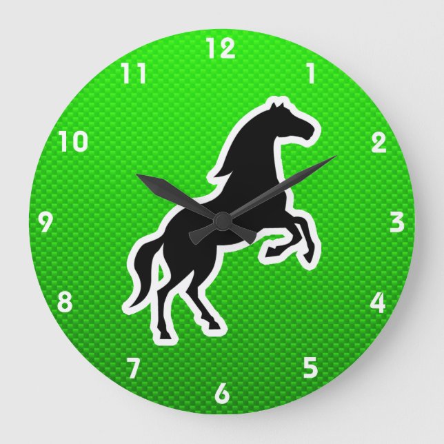 Green Horse Große Wanduhr (Vorderseite)