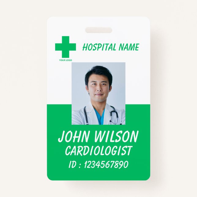 Green Hospital Employee Name ID Badge (Devant)
