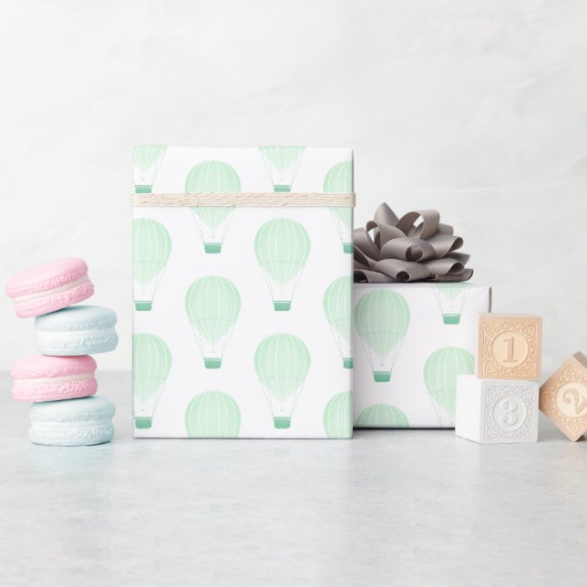 Green Hot Air Ballon Babydusche Geschenkpapier (Babyparty)