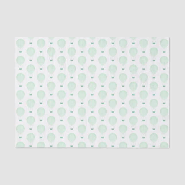 Green Hot Air Ballon | Babydusche Seidenpapier (Vorderseite)