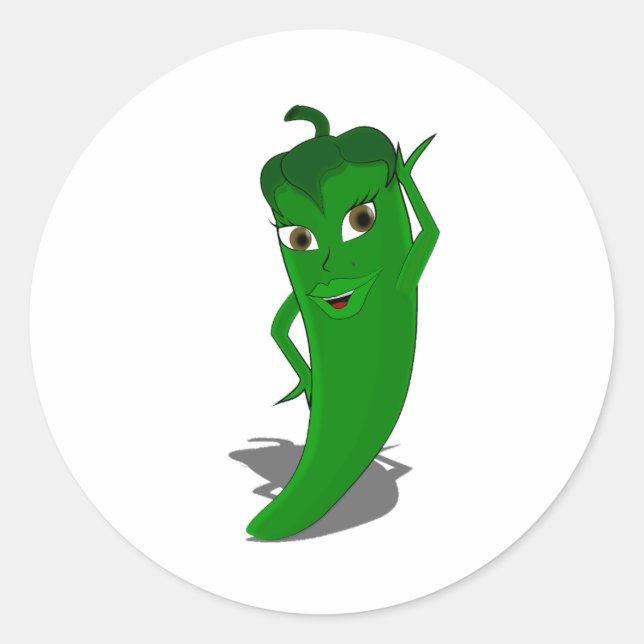 Green Hot Pepper Diva Runder Aufkleber (Vorderseite)