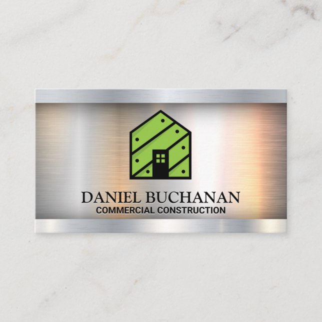 Green House-Logo | Metallische Visitenkarte (Vorderseite)