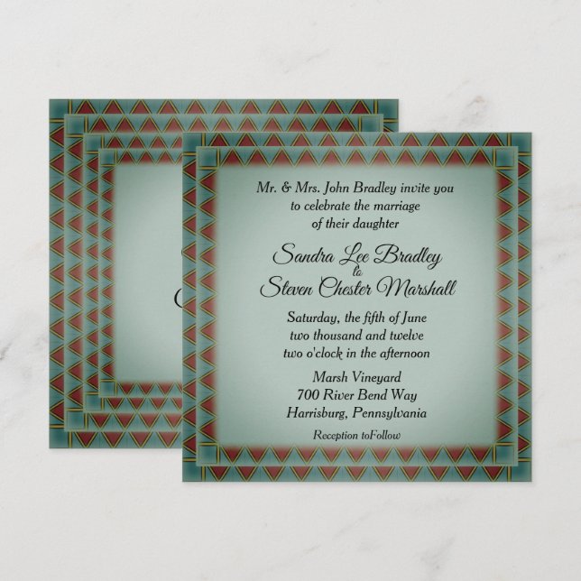 Green Hue Tribal Inspiriert Design-Hochzeit Einladung (Vorne/Hinten)