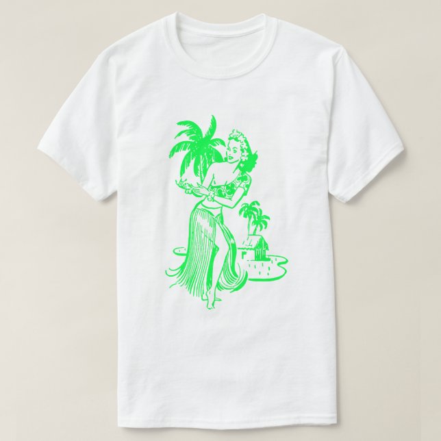 Green Hula Girl T - Shirt (Design vorne)