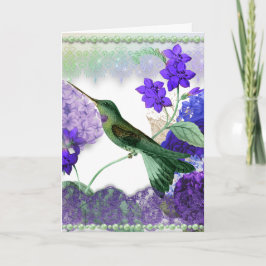 Green Hummingbird mit Blume, Spitzen, Perlkarte Karte