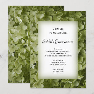 Green Hydrangea Blume Quinceanera Party Einladung