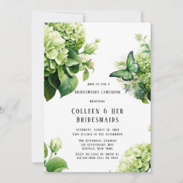 Green Hydrangea Butterfly Bridesmaids Luncheon Einladung
