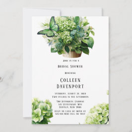 Green Hydrangea Butterfly Cupcake Brautparty Einladung