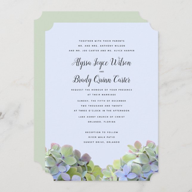 Green Hydrangea Custom Wedding Einladungen (Vorne/Hinten)
