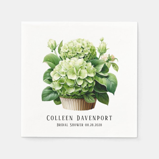 Green Hydrangea Floral Butterfly Brautparty Serviette (Vorderseite)